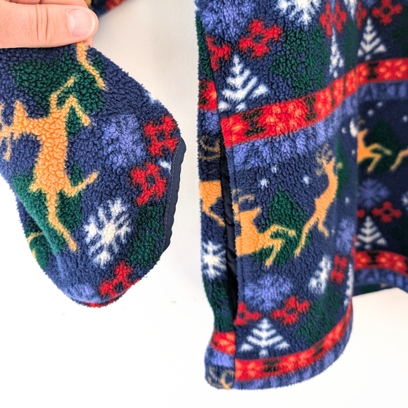 Vintage L.L. Bean Reindeer Fleece Pullover Cabin Core Après Ski Cozy Women’s XL - Picture 7 of 9